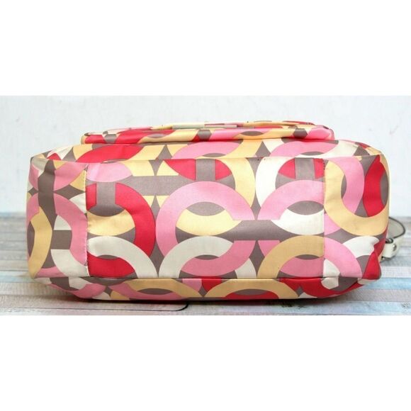 COACH MULTI SIGNATURE SATIN WHITE PATENT LEATHER SATCHEL SHOULDER BAG HANDBAG - Picture 9 of 12